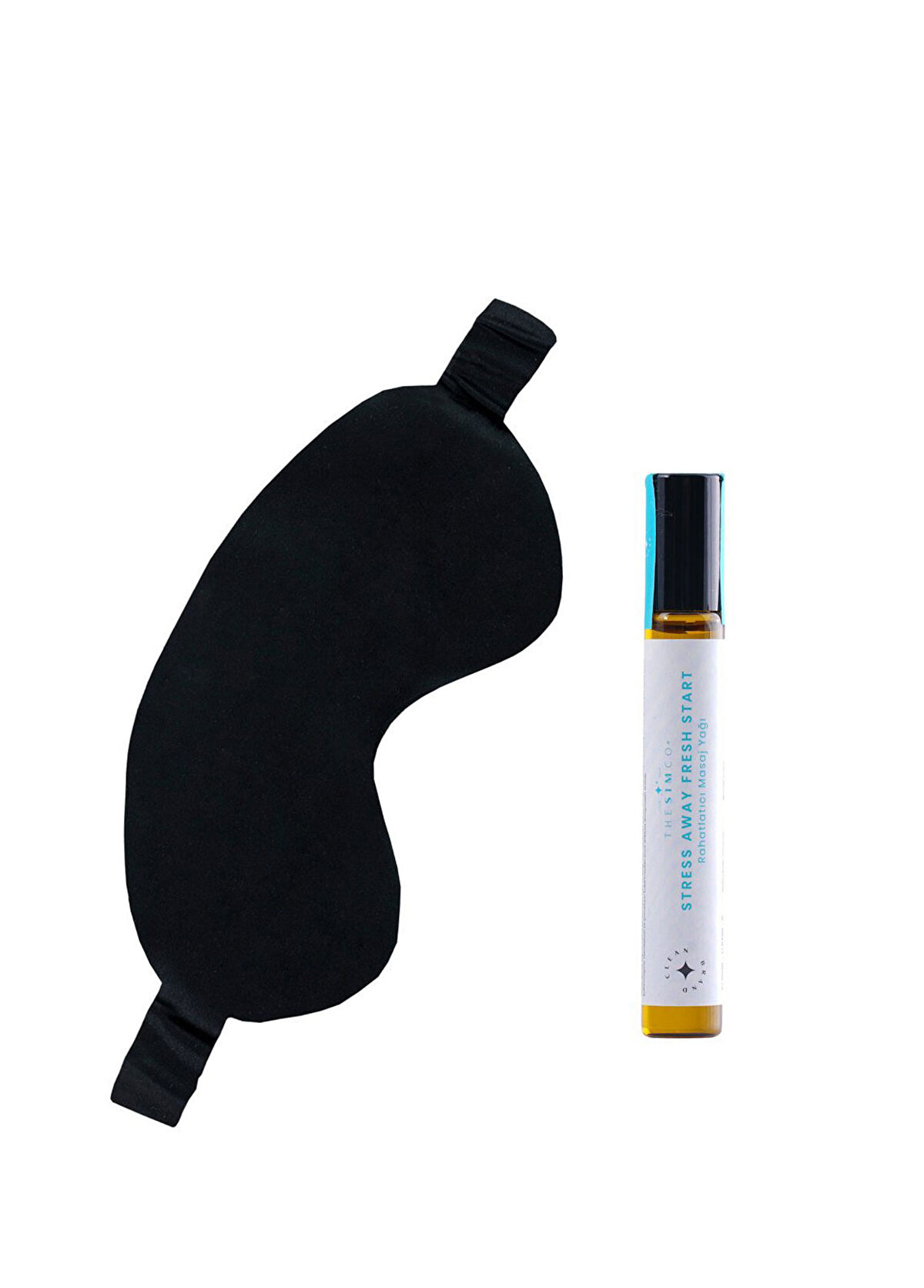The Sim Co. Dark Travel Siyah Uyku Maskesi ve Rahatlatıcı Masaj Yağı 10 ml Cilt Bakım Seti - 1