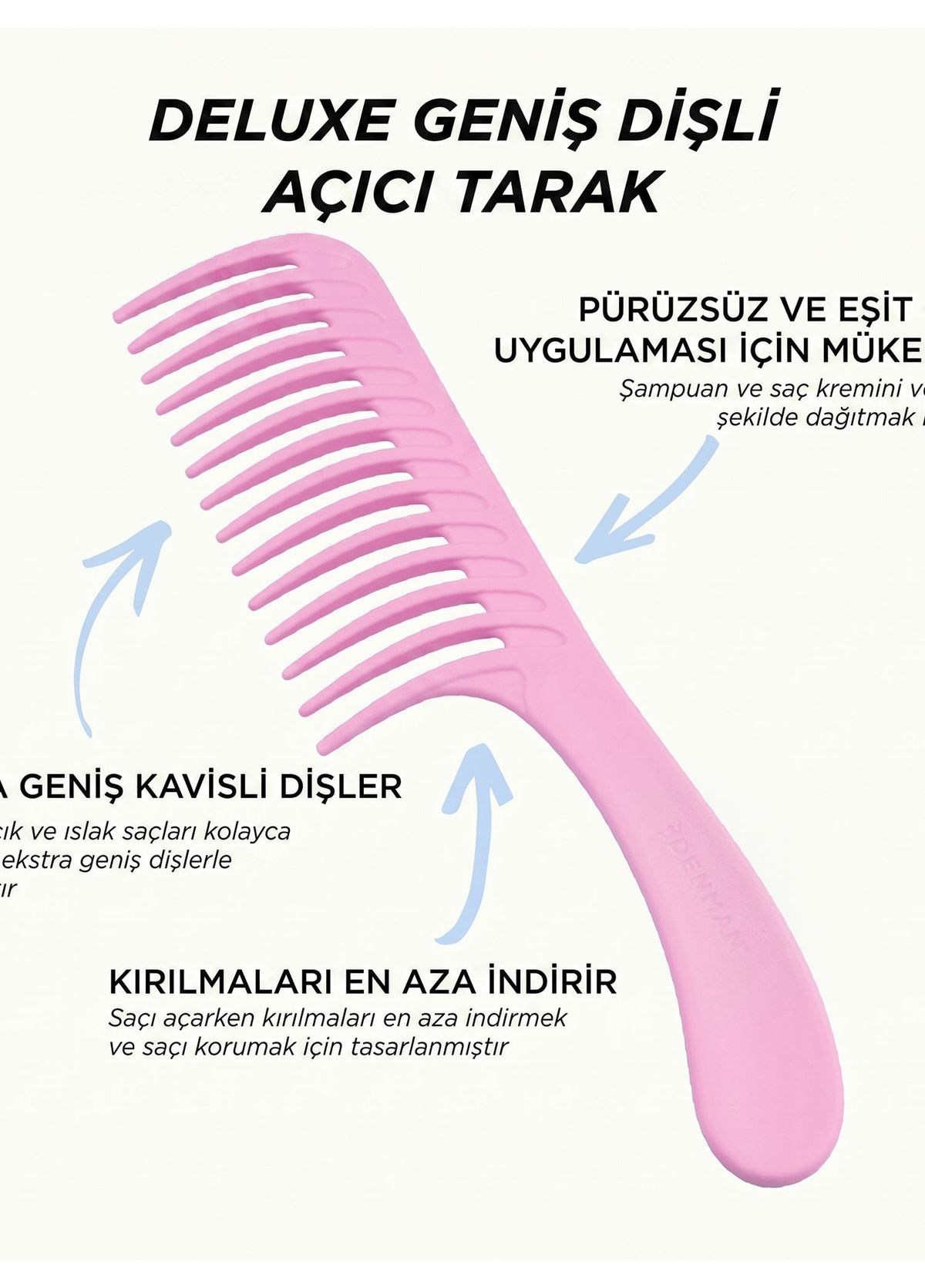 Denman D28 Wide Tooth Detangler Pink Crush Geniş Ağızlı Tarak  - 3