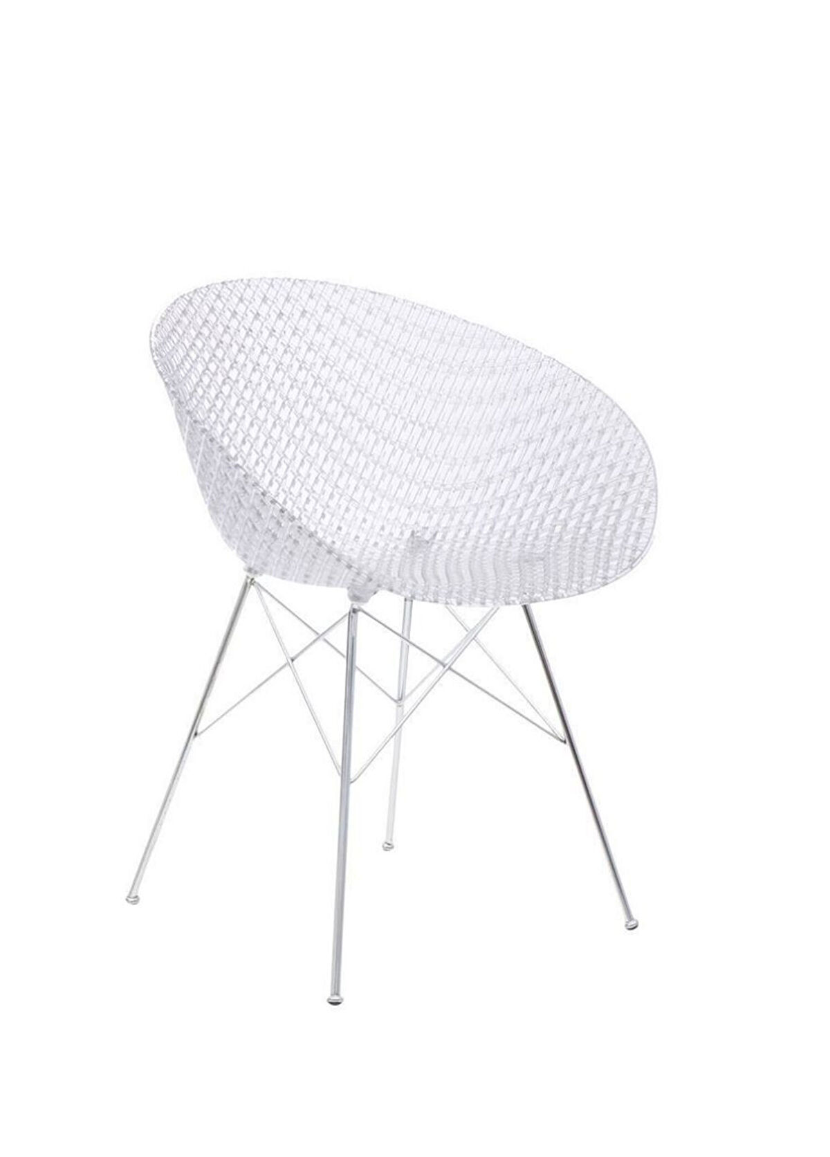 Kartell Smatrik Şeffaf Krom Çelik Yemek Odası Sandalyesi - 1