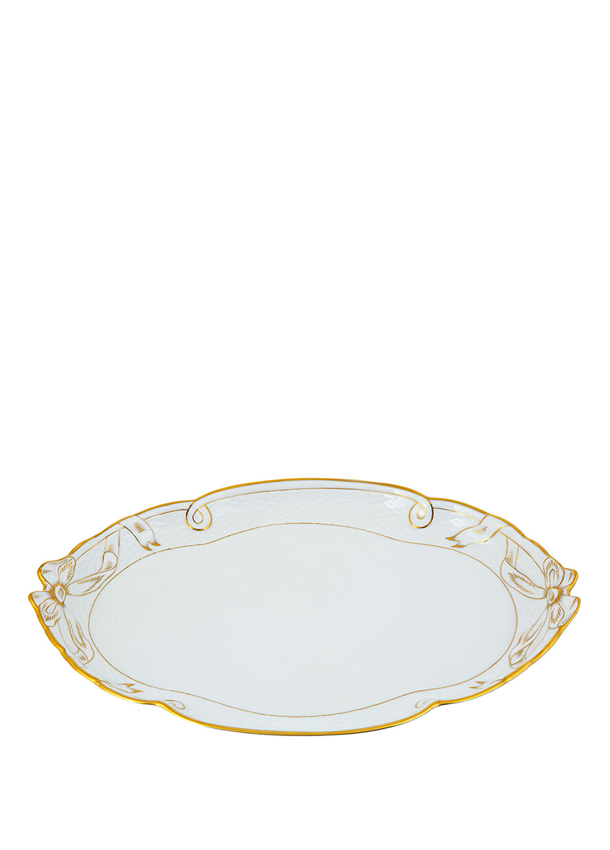 Herend Golden Edge Desenli Beyaz Porselen Servis Tepsisi - 1