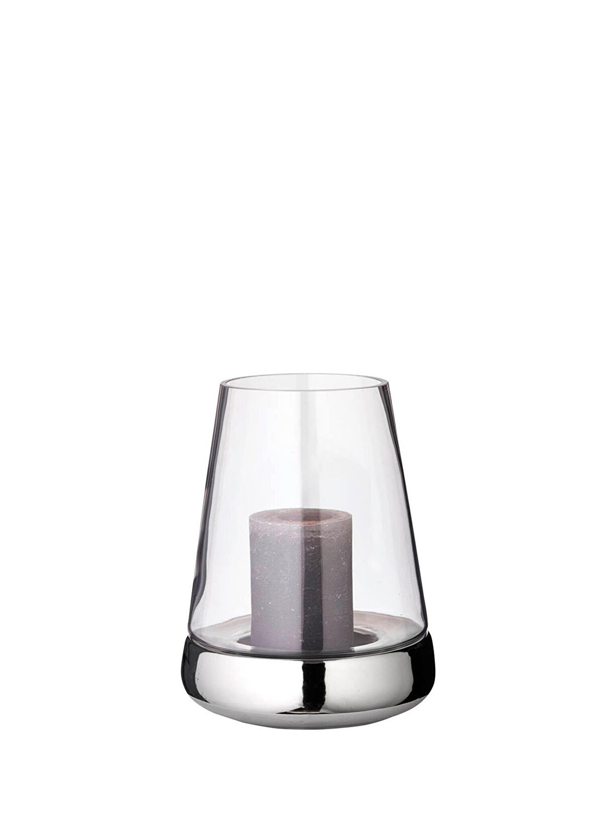 Edzard Konik Gümüş Kaplama Cam Mumluk 28 cm - 1
