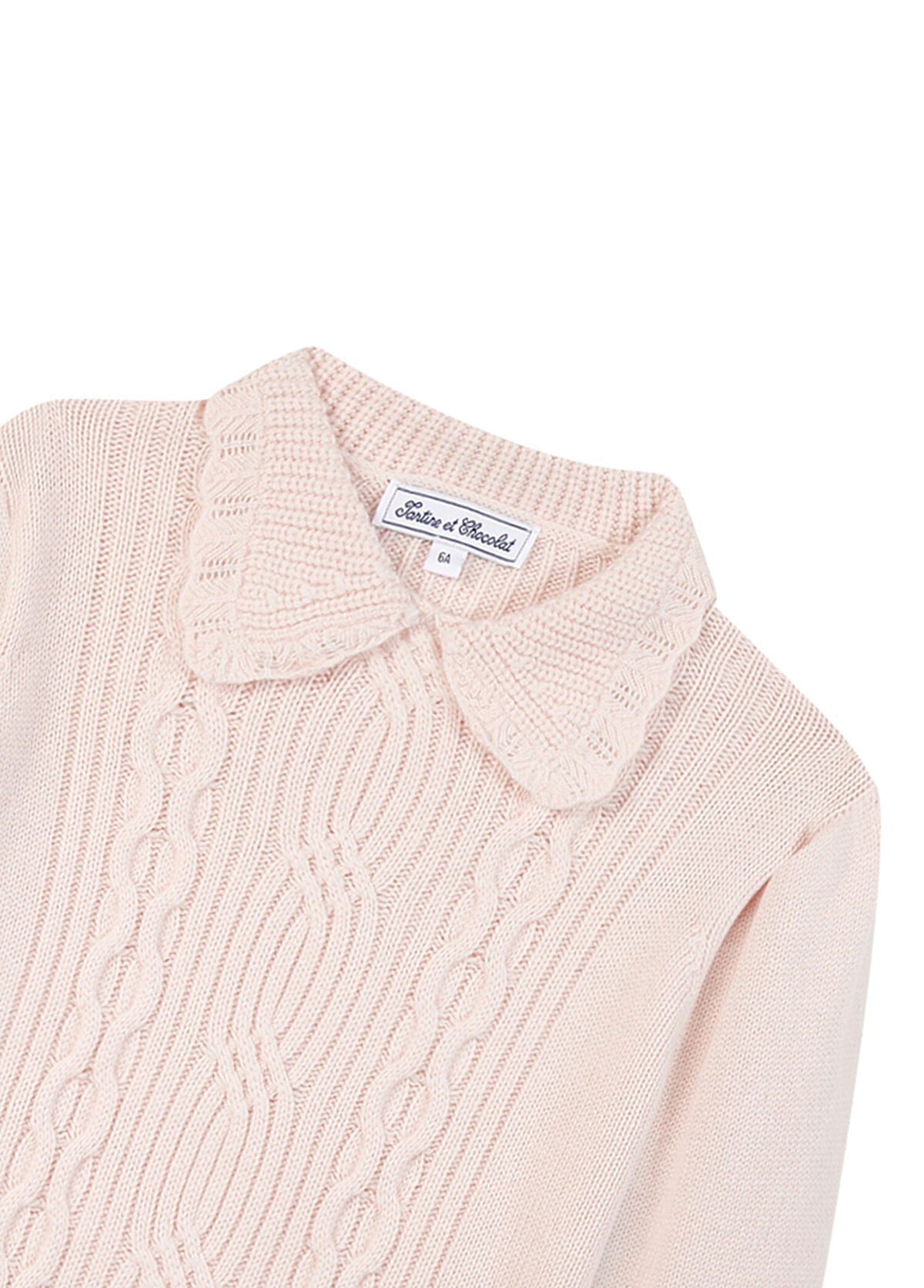 Tartine Et Chocolat Pink Hair Braid Motif Girl's Sweater - 3