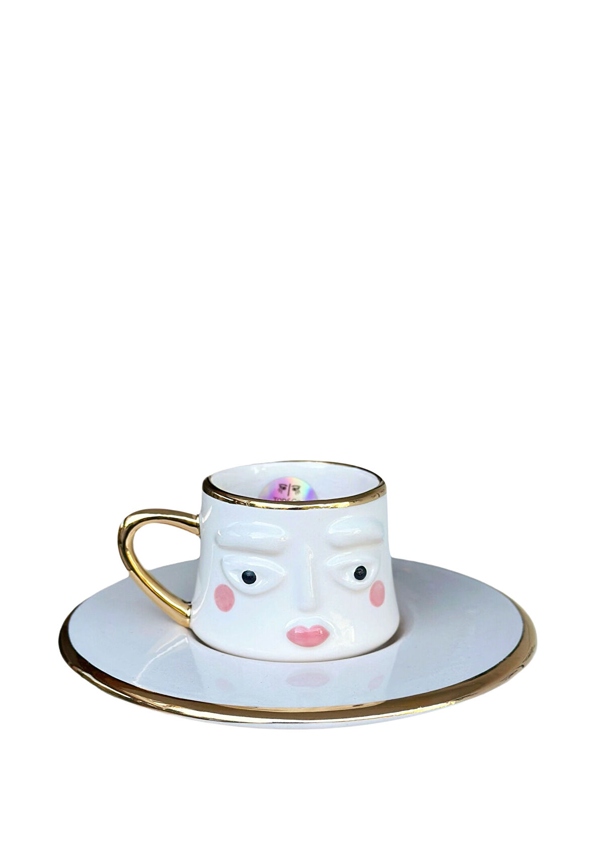 TodAndCo Sevinç Pure White Seramik Türk Kahvesi Fincanı - 1