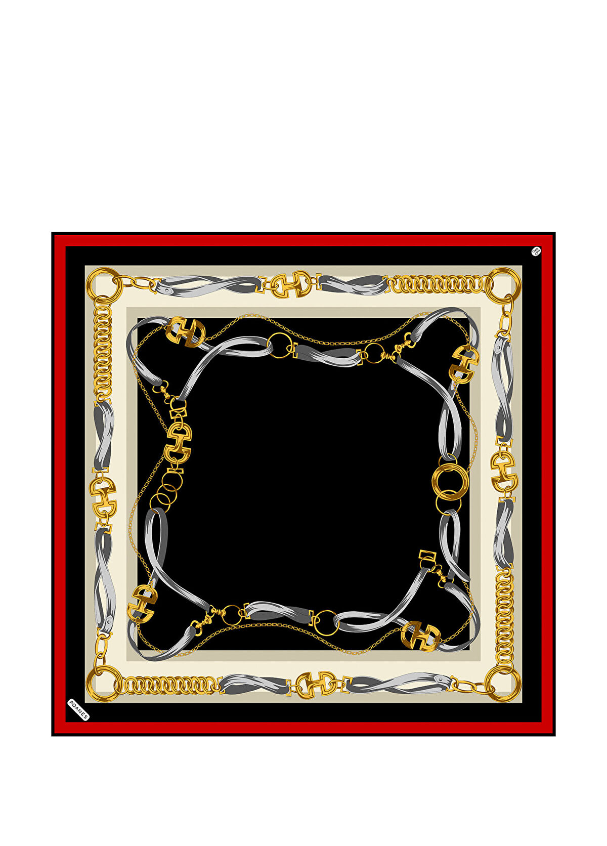 Poanes Belt Border Patterned Twill Silk Women's Scarf - 1