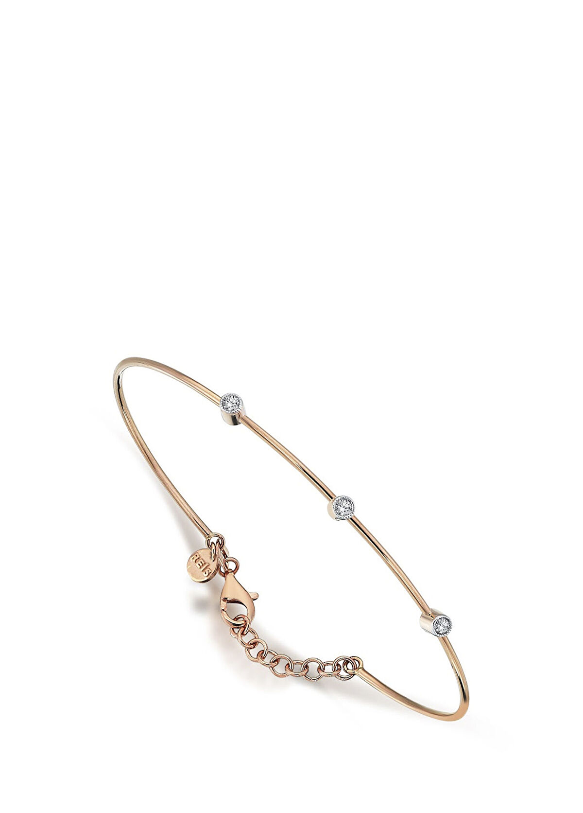 Reis Kuyumculuk Triple Dia Bangle 14 Ayar Rose Altın Kadın Pırlanta Bileklik - 1
