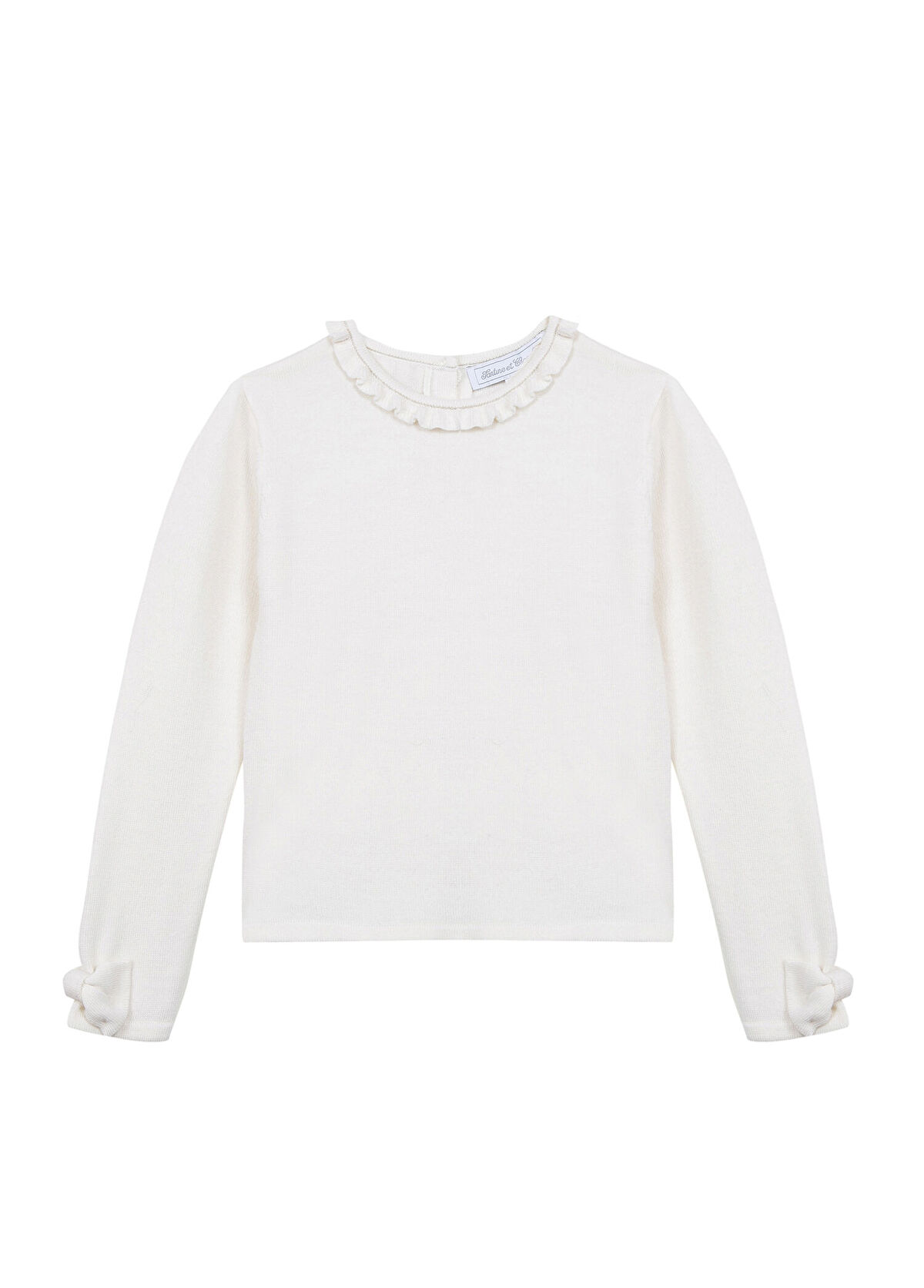 Tartine Et Chocolat Ecru Wool Long Sleeve Girl Sweater - 1