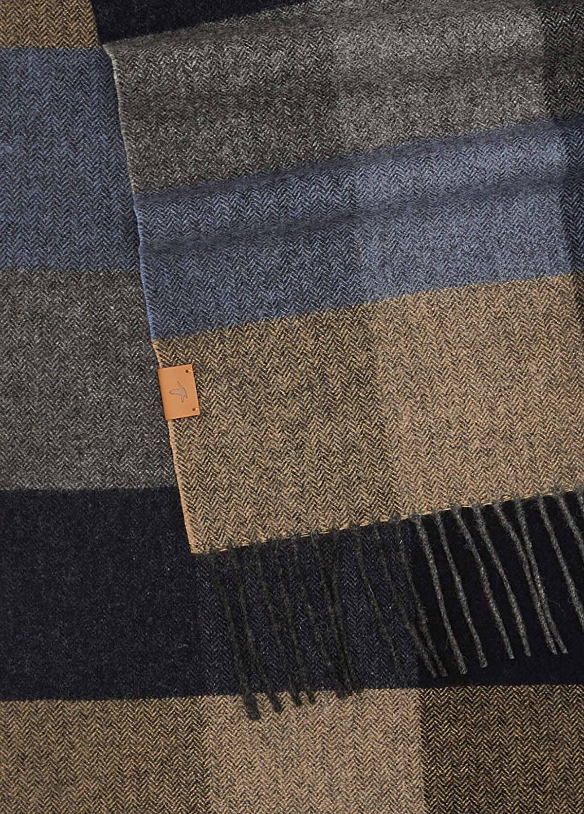 Beymen Club Lacivert Kare Desenli Erkek Yün Atkı - 3