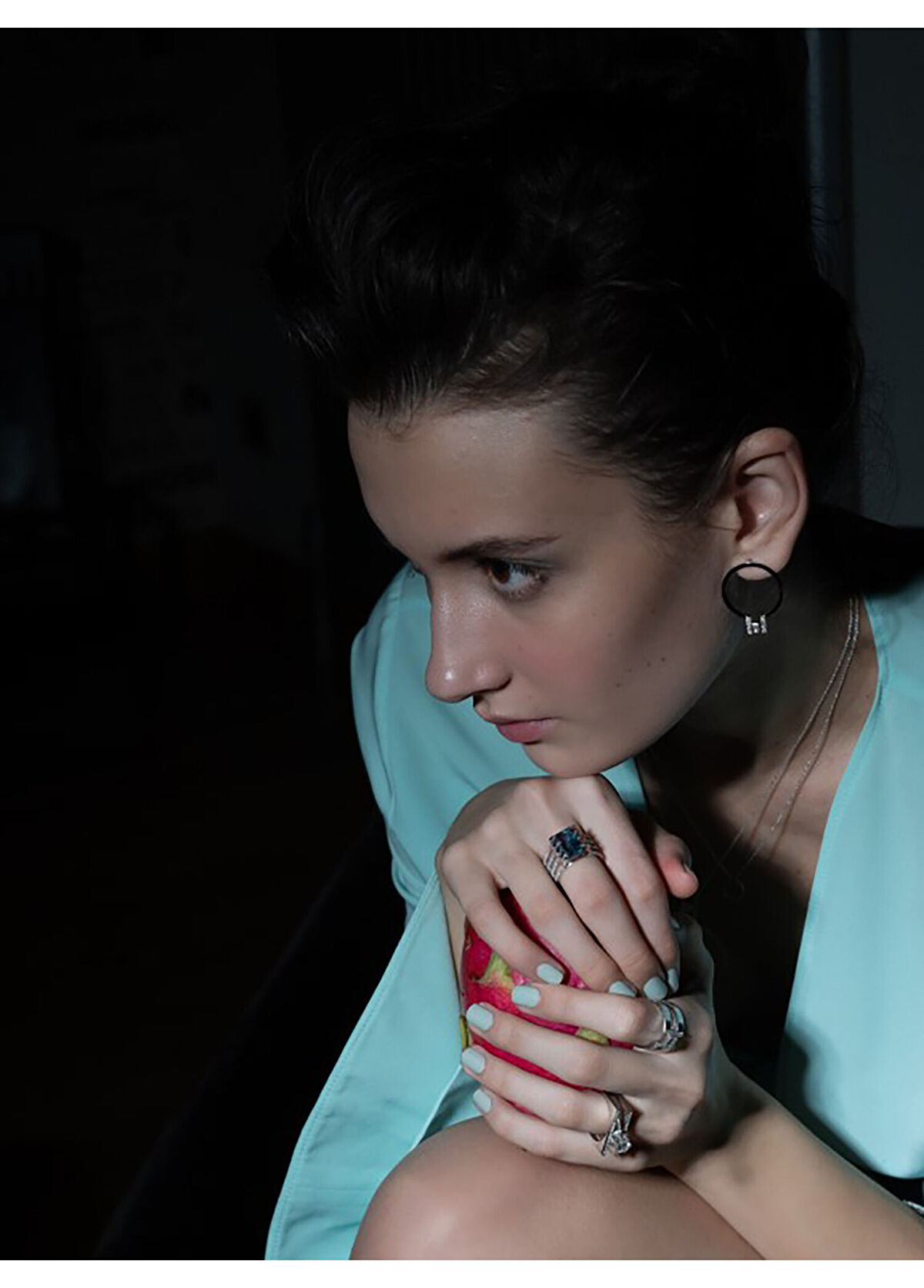 House of DIV Hub Küpe 18 Ayar Beyaz Altın Kadın Prılanta Küpe - 3