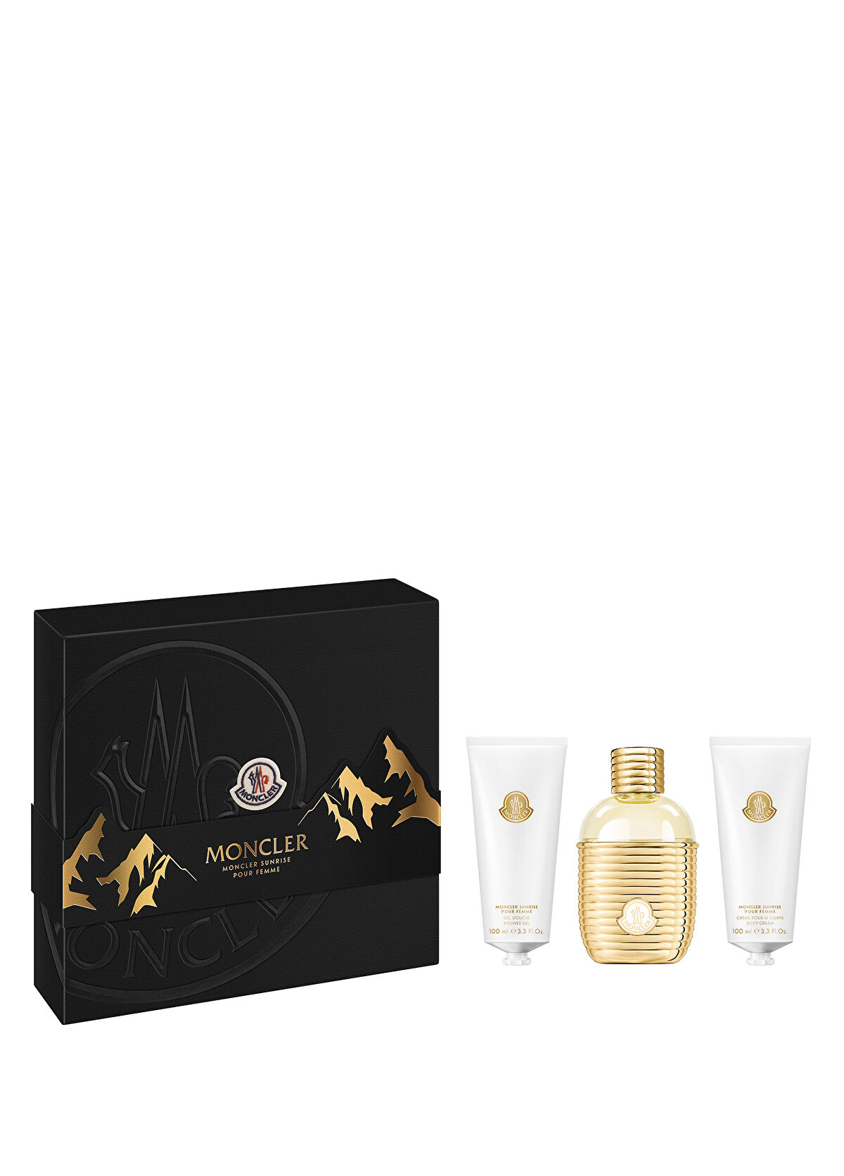 Moncler Sunrise Pour Femme EDP 100 ml + Showe Gel 100 ml + Body Cream 100 ml Women's Perfume Set - 1