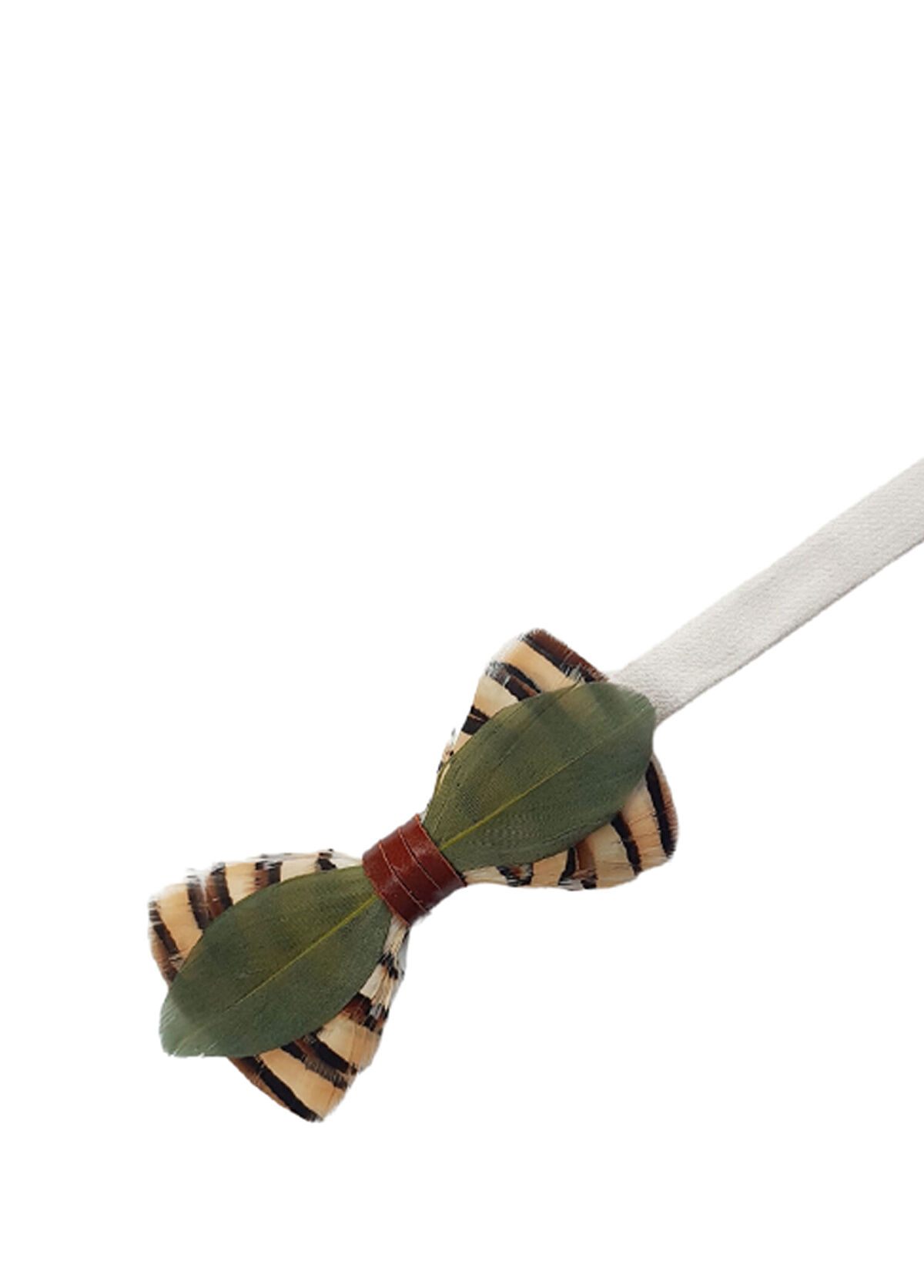 genius-bowtie Bej Kuş Tüyü Detaylı Süet Papyon - 1