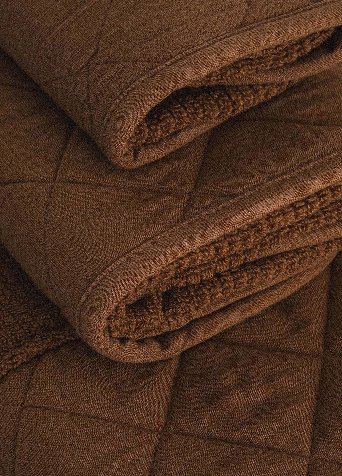 Ecocotton Hüma Brown Quilted Cotton 3-Piece Bath Towel Set - 3