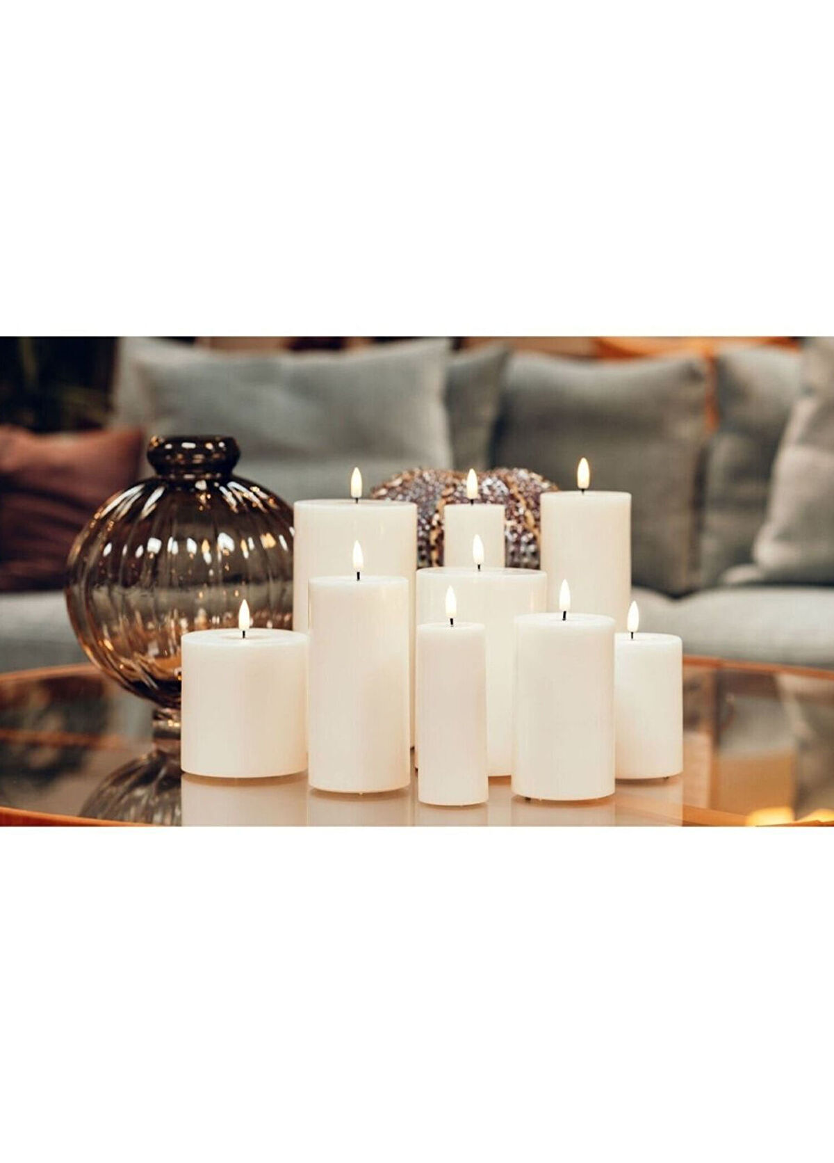 Deluxe Home RF-0113 LED Cream Candle 10x15 cm - 3