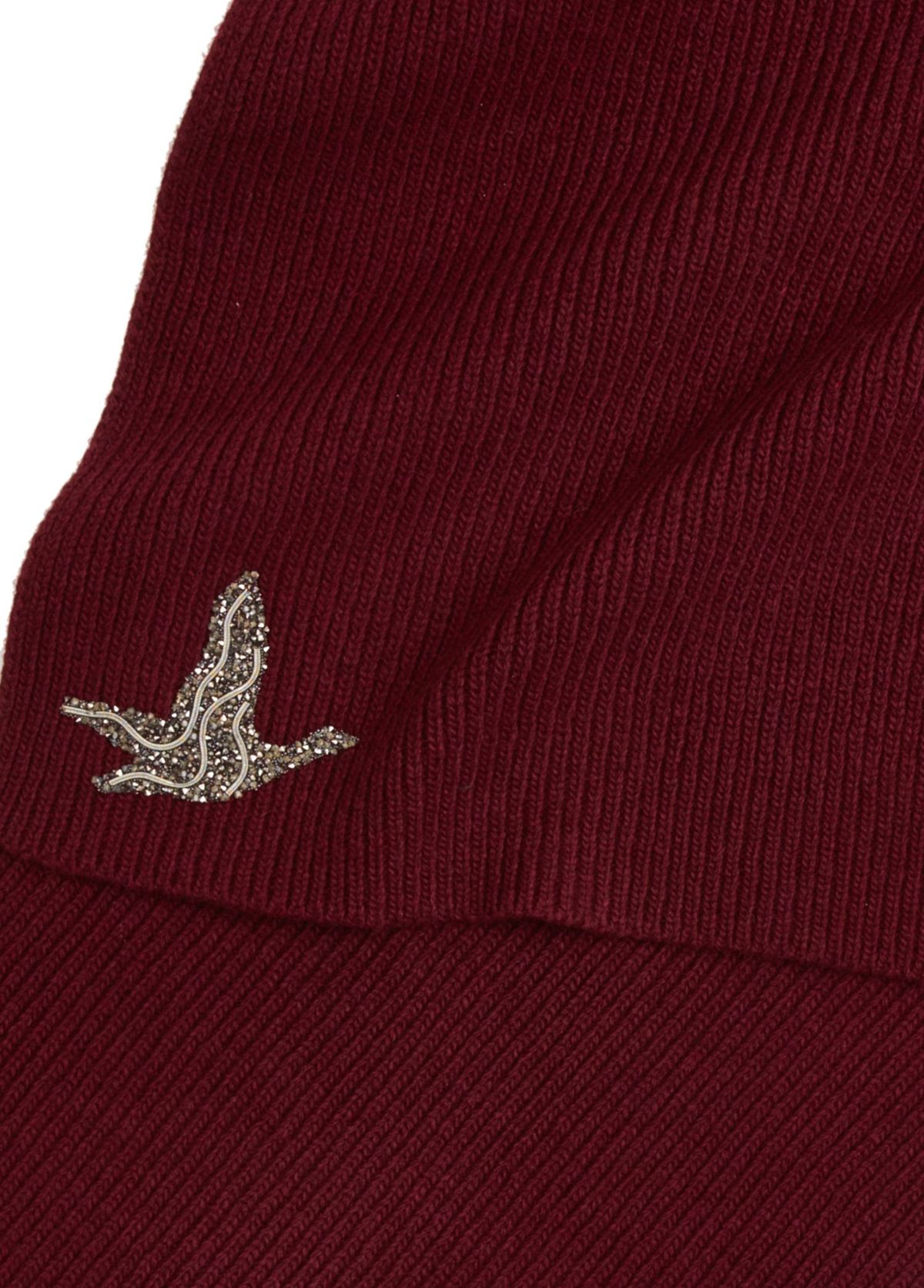 Beymen Club Burgundy Goose Embroidered Women's Wool Scarf - 3