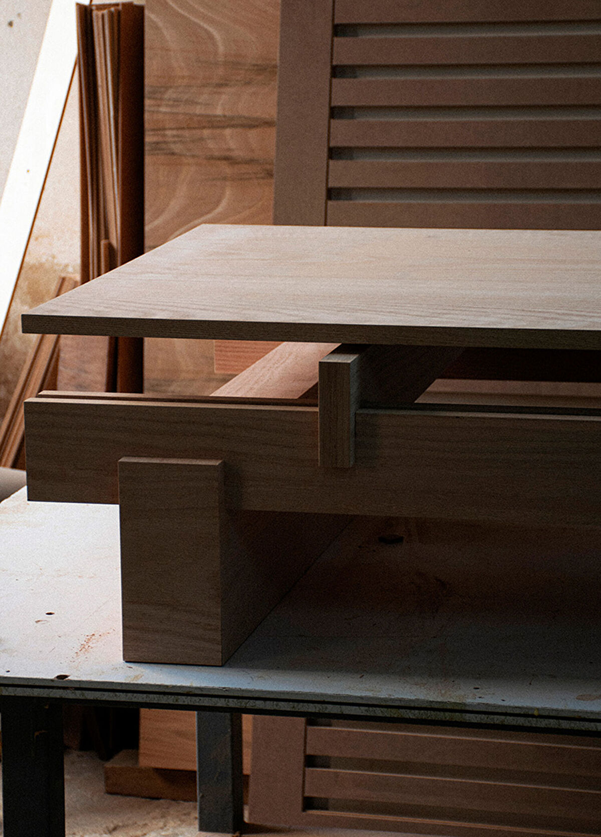 Yet Design Studio Slit Natürel Ahşap Meşe Kaplama Orta Sehpa - 3