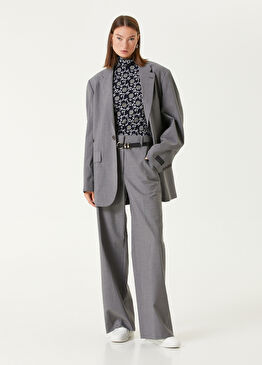 Gri Wide Leg Yün Pantolon