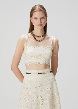 Rhiannon Krem Nakışlı Büstiyer