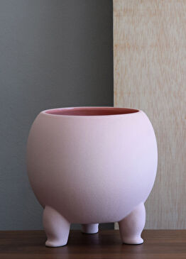 Pembe ayak Detaylı Seramik Vazo