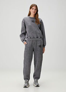 Koyu Gri Logo Baskılı Eşofman Altı