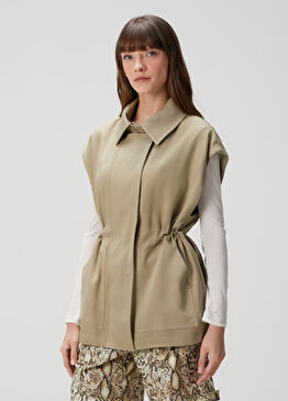 Bej Beli Lastikli Yelek