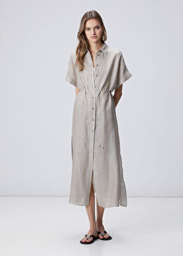 Bej Melanj Keten Kaftan