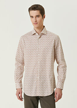 Beyaz Figür Desenli Gömlek