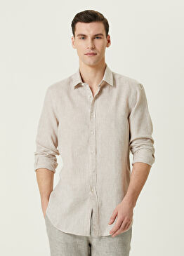 Bej Keten Gömlek