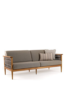 Girift Gri Iroko Üçlü Bahçe Koltuğu