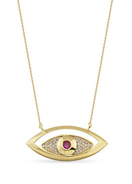 Ruby Brow 24 Ayar Altın Kaplama 925 Ayar Gümüş Kadın Kolye