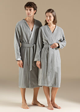 Floss Açık Gri Pamuklu Unisex Bornoz