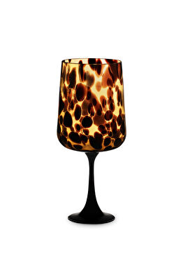 Leopar Desenli Cam Kokteyl Bardağı