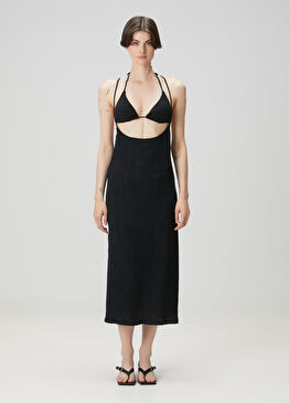 Siyah Bikini Üstlü Midi Elbise