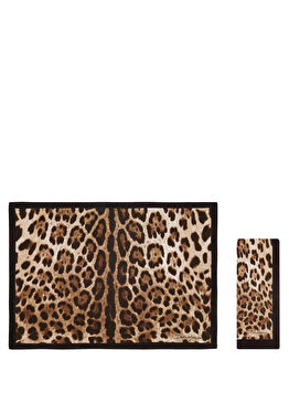 Leopar Desenli Keten Servis ve Peçete Seti