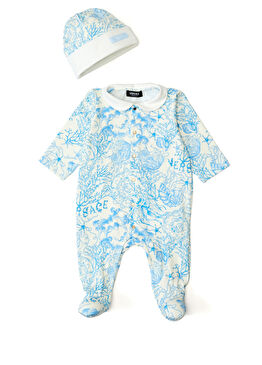 Beyaz Mavi Desenli Bebek 2li Set