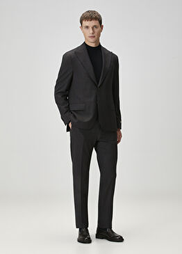 Drop 7 Kahverengi Ekose Desenli Yün Takım Elbise