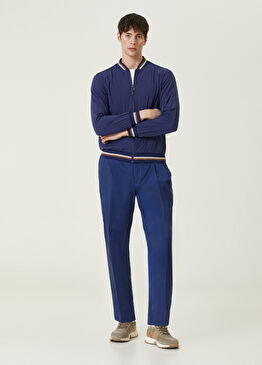 Mavi Çift Pilili Pantolon