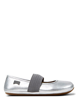 Right Gri Deri Kız Çocuk Balerin Babet 80025-159