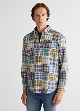 Lacivert Erkek Relaxed Fit Uzun Kollu Erkek Gömlek