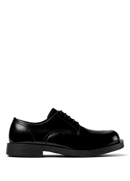 A500002-002 Neuman Siyah Deri Unisex Oxford Ayakkabı