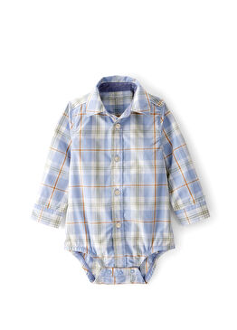 Mavi Düğmeli Erkek Bebek Gömlek Body 