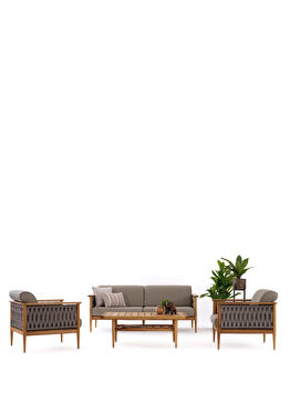 Girift Gri Iroko Bahçe Koltuk Takımı