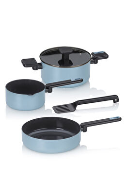 Mira Dumanlı Mavi Alüminyum 5 Parça Tencere Seti