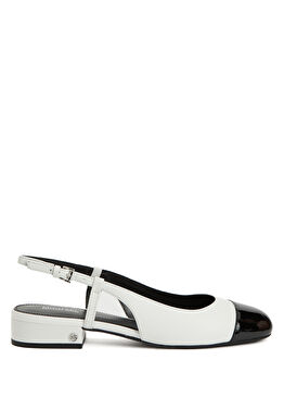 Perla Beyaz Deri Babet