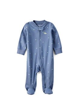 Mavi Pamuklu Erkek Bebek Uyku Tulumu