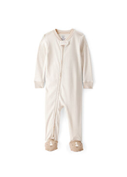 Bej Pamuklu Uzun Kollu Erkek Bebek Uyku Tulumu