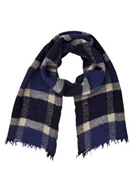 Lacivert Desenli Yün Şal