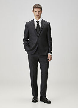 Drop 7 Füme Çizgi Desenli Yün Takım Elbise