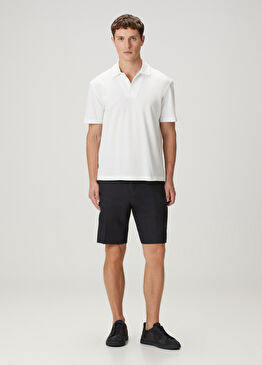 Lacivert Keten Bermuda