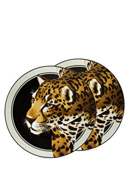 2li Leopar Motifli Tatlı Tabağı