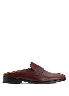 Bordo Kadın Deri Terlik