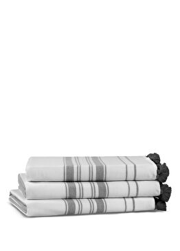 One Side Striped Aerospin® White Dark Grey Yüz Havlusu 50 x 90 cm